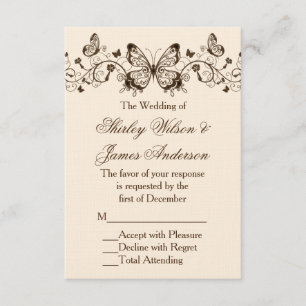 Wunderschön Elegante Butterfly Wedding RSVP Cards Karte