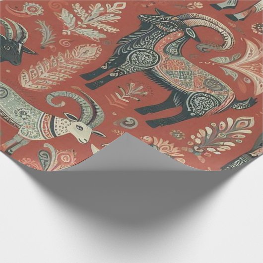 Wunderschön entworfene Ziegengeschenkwrap Geschenkpapier (Ecke)