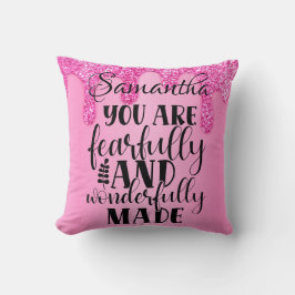 Wunderschön gemachte Bibel Zitat Rosa Glitzer Name Kissen