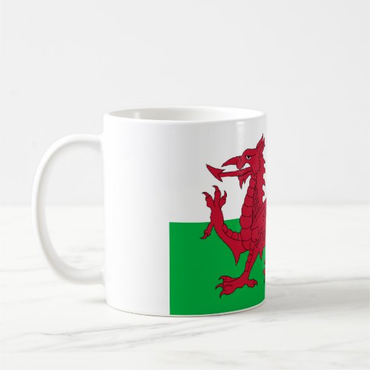 Wunderschön gestaltete walisische Flagge Kaffeetasse (Links)