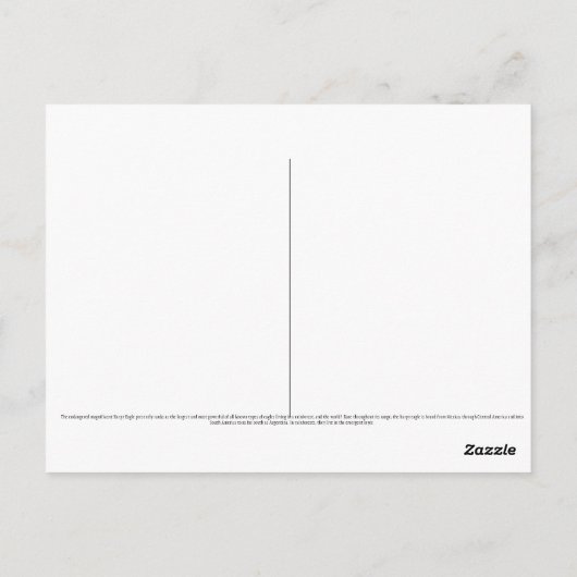 "Wunderschön Harpy Eagle" Postkarte (Rückseite)