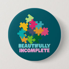 Wunderschön unvollständiges farbenfrohes Puzzletei Button