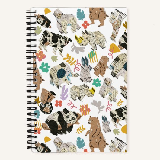 Wunderschön Whimsical Gerecycelt Art Animal Spiral Notizblock (Vorderseite)