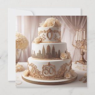 WUNDERSCHÖNE 50. HOCHZEITSTAG-TORTE  EINLADUNG
