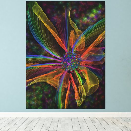 Wunderschöne Abstrakte Blume Wrapped Canvas Leinwanddruck (Insitu (Holzboden))