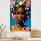 Wunderschöne Afrikanerin mit Blume Poster (Küche)
