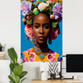 Wunderschöne Afrikanerin mit Blume Poster (Heimbüro)