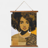 Wunderschöne afrikanische Amerikanerin Collage Wandteppich Mit Holzrahmen (Vorderseite)