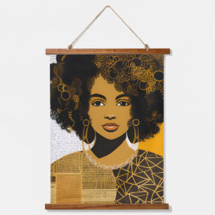 Wunderschöne afrikanische Amerikanerin Collage Wandteppich Mit Holzrahmen