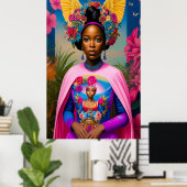 Wunderschöne afrikanische Prinzessin mit Flügeln Poster (Heimbüro)