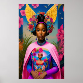 Wunderschöne afrikanische Prinzessin mit Flügeln Poster