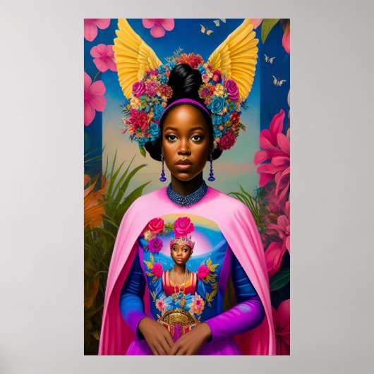 Wunderschöne afrikanische Prinzessin mit Flügeln Poster (Vorne)