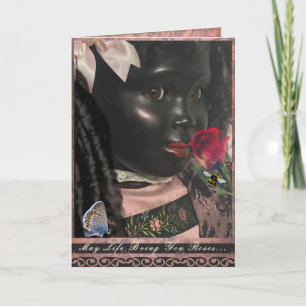 Wunderschöne afrikanische Puppe Grußkarte Karte