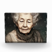 Wunderschöne alte Frau Digitale Kunst Fotoblock (Vorderseite)