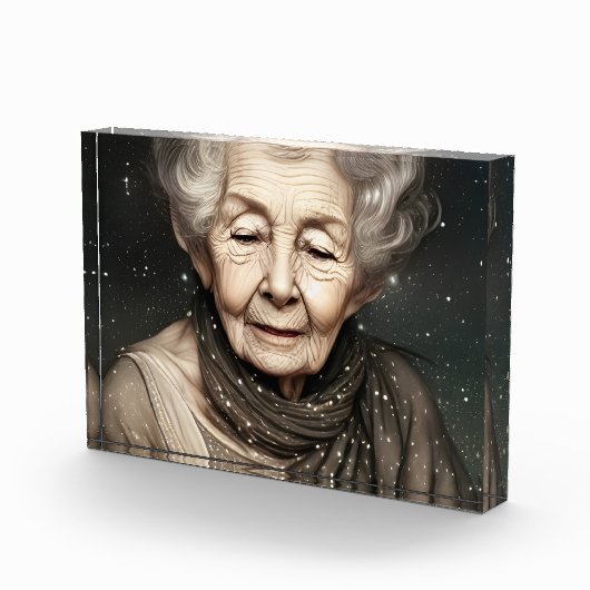 Wunderschöne alte Frau Digitale Kunst Fotoblock (Rechts)