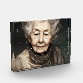 Wunderschöne alte Frau Digitale Kunst Fotoblock (Links)