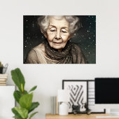 Wunderschöne alte Frau Digitale Kunst Poster (Heimbüro)