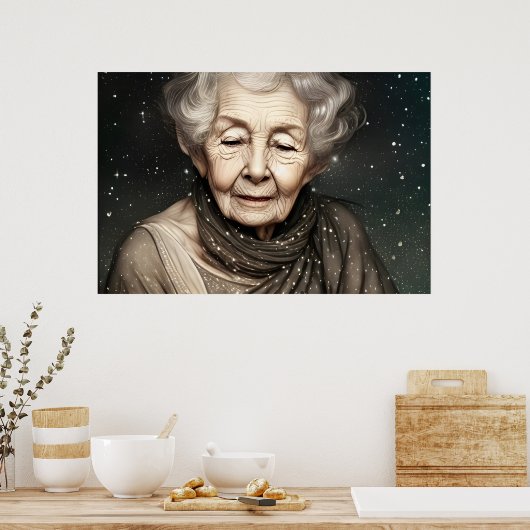 Wunderschöne alte Frau Digitale Kunst Poster (Küche)