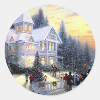 Wunderschöne alte Weihnachtsszene Runder Aufkleber