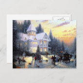 Wunderschöne, altmodische Weihnachtslandschaft Feiertagspostkarte (Vorne/Hinten)