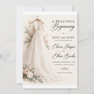 Wunderschöne Anfangs-Blush-Hochzeit - Termin vorme Einladung