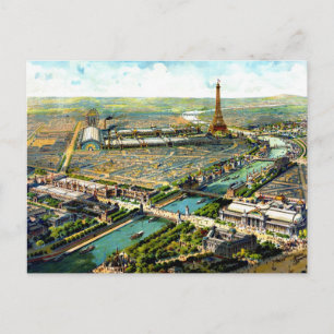 Wunderschöne antike Pariser Panoramalithografie vo Postkarte