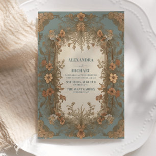 Wunderschöne Antike Vintage Art Nouveau Hochzeit Einladung