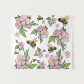 Wunderschöne Apfelbäume Blume und Bienen Wandteppich (Vorderseite (Horizontal))