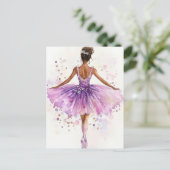 Wunderschöne Aquarell Ballerina im Tutu Postkarte (Stehend Vorderseite)