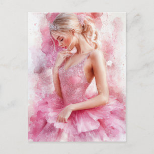 Wunderschöne Aquarell Ballerina im Tutu Postkarte