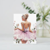 Wunderschöne Aquarell Ballerina im Tutu Postkarte (Stehend Vorderseite)
