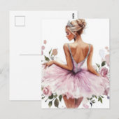 Wunderschöne Aquarell Ballerina im Tutu Postkarte (Vorne/Hinten)