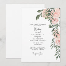 Wunderschöne Aquarell-Rosé-Blumen-Hochzeit Weiß