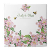 Wunderschöne Aquarellbäume Blume und е е Fliese (Vorderseite)