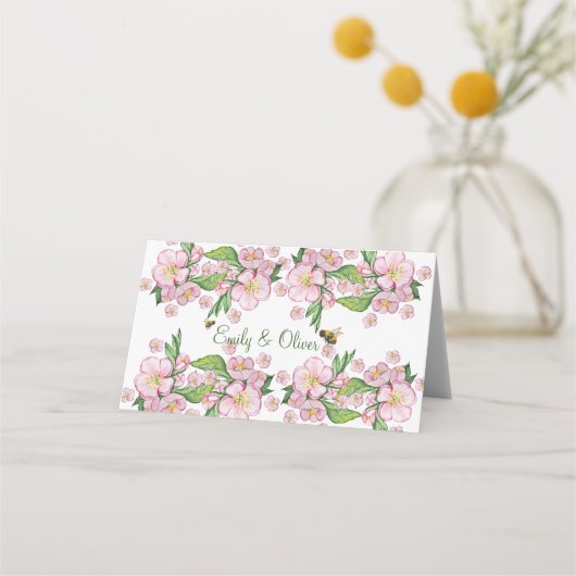 Wunderschöne Aquarellbäume Blume und е е Platzkarte (Vorderseite)