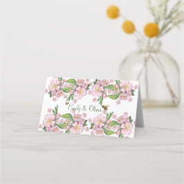 Wunderschöne Aquarellbäume Blume und е е Platzkarte