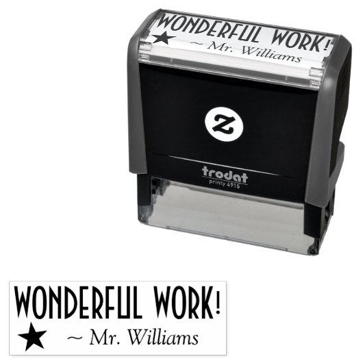 "WUNDERSCHÖNE ARBEIT!" Briefmarke eines Assistente Permastempel (Beispiel)