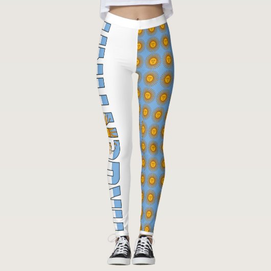 Wunderschöne argentinische Flagge und Sonne Leggings (Vorderseite)
