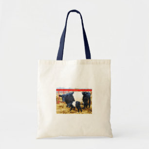 Wunderschöne Belted Galloway-Kuh und Kalb Aquarell Tragetasche