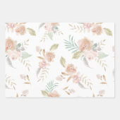 wunderschöne, bemalte Aquarellfarben-Blume Geschenkpapier Set (Vorderseite 3)