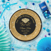 Wunderschöne Black and Gold 70th Birthday Paper Te Pappteller (Party)