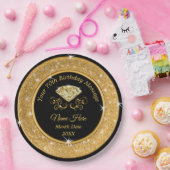 Wunderschöne Black and Gold 70th Birthday Paper Te Pappteller (Party)