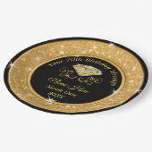 Wunderschöne Black and Gold 70th Birthday Paper Te Pappteller (Schrägansicht)