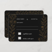 Wunderschöne Black and Gold Wedding RSVP Card (Vorne/Hinten)