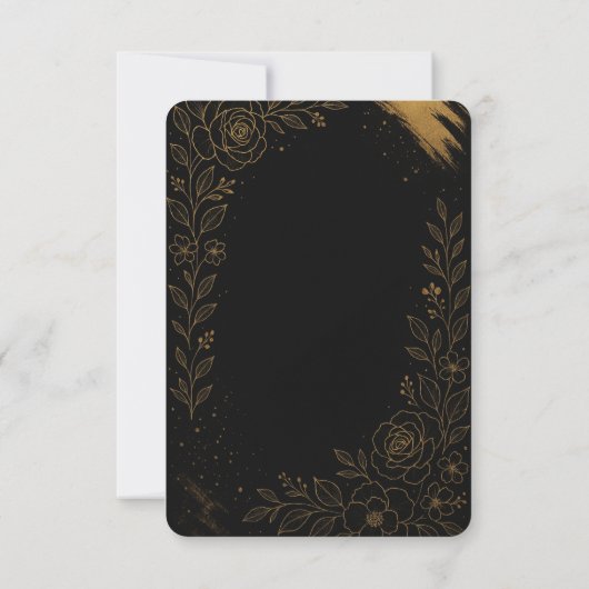 Wunderschöne Black and Gold Wedding RSVP Card (Rückseite)