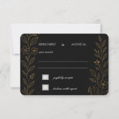 Wunderschöne Black and Gold Wedding RSVP Card (Vorderseite)