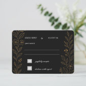 Wunderschöne Black and Gold Wedding RSVP Card Karte (Stehend Vorderseite)