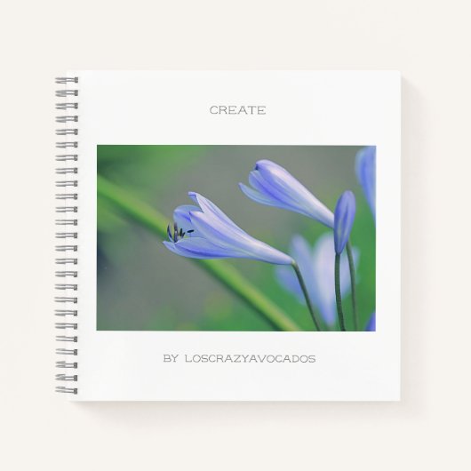 Wunderschöne blaue Blumen Create Notizbuch (Vorderseite)