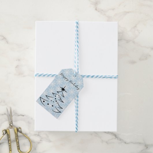 Wunderschöne, blaue Flakes, Weihnachtsbaum Geschenkanhänger (Mit Garn)