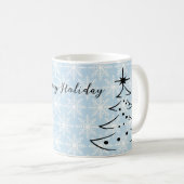 Wunderschöne, blaue Flakes, Weihnachtsbaum Kaffeetasse (VorderseiteRechts)